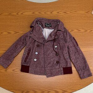 Ambiance Hooded Peacoat Jacket – Burgundy Marled – Cozy & Stylish